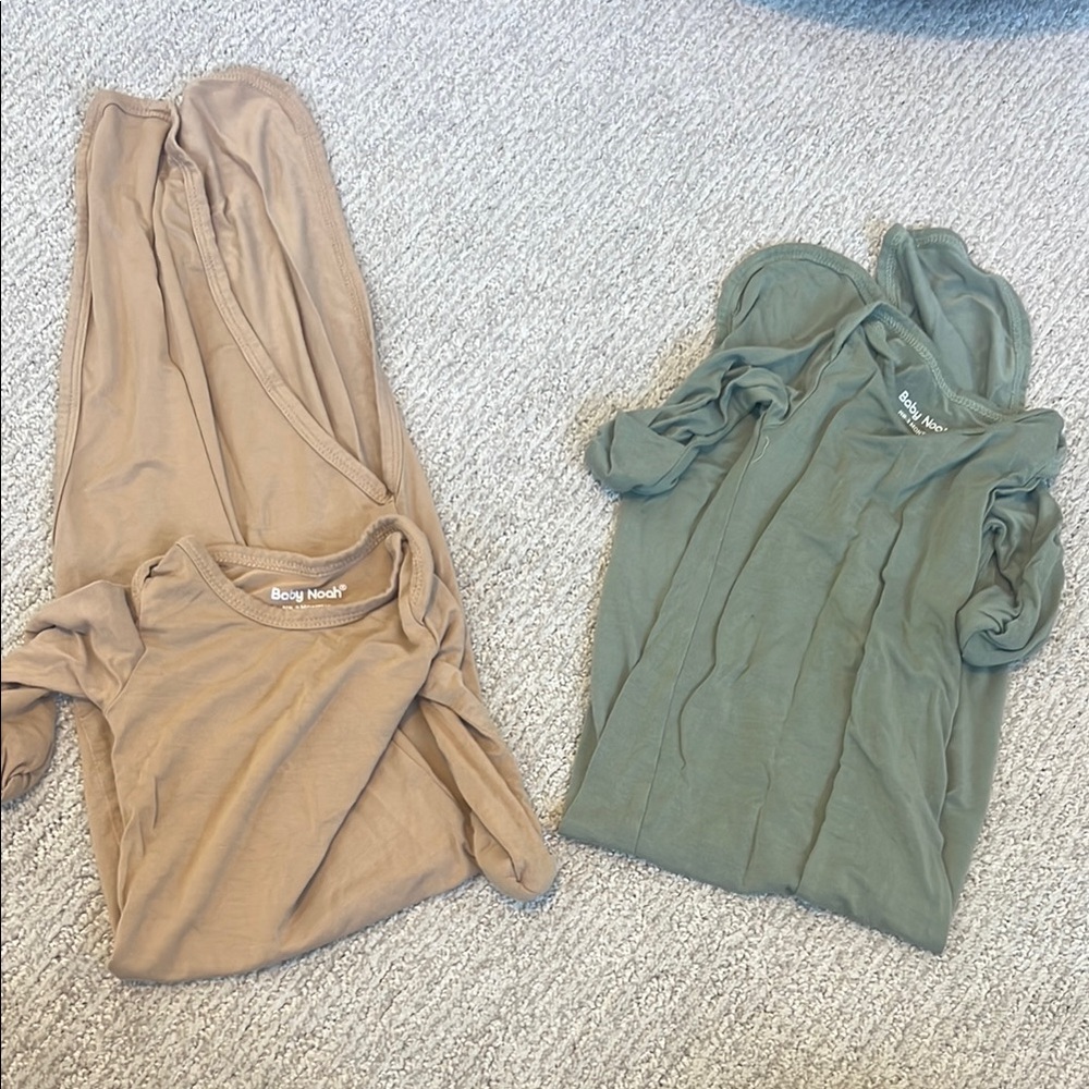 Baby Noah Tan and Green Sleep Gowns